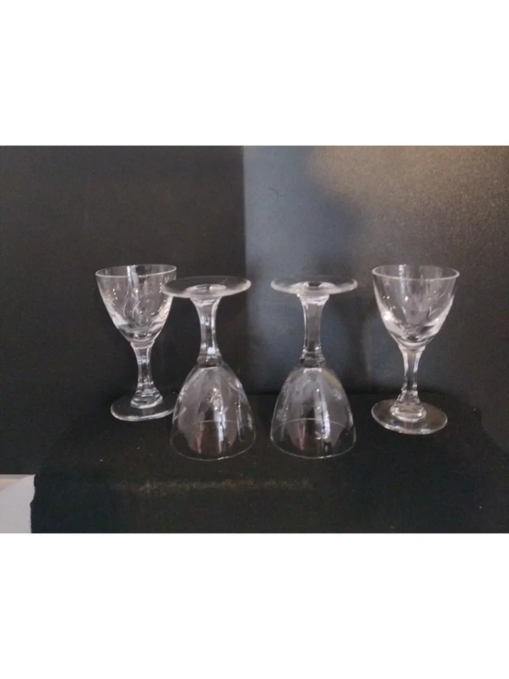 Set of 5 Cordial Short Stem Crystal Glasses Star Etched 3